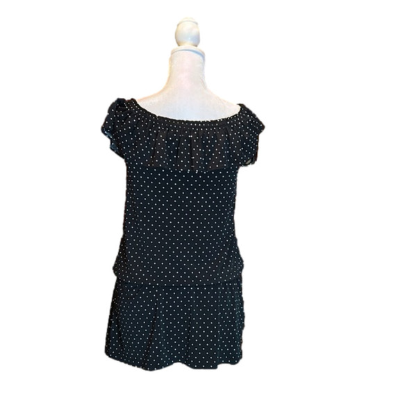 WHITE HOUSE BLACK MARKET WHBM  Black w/ White Polka Dots Top - Picture 4 of 10